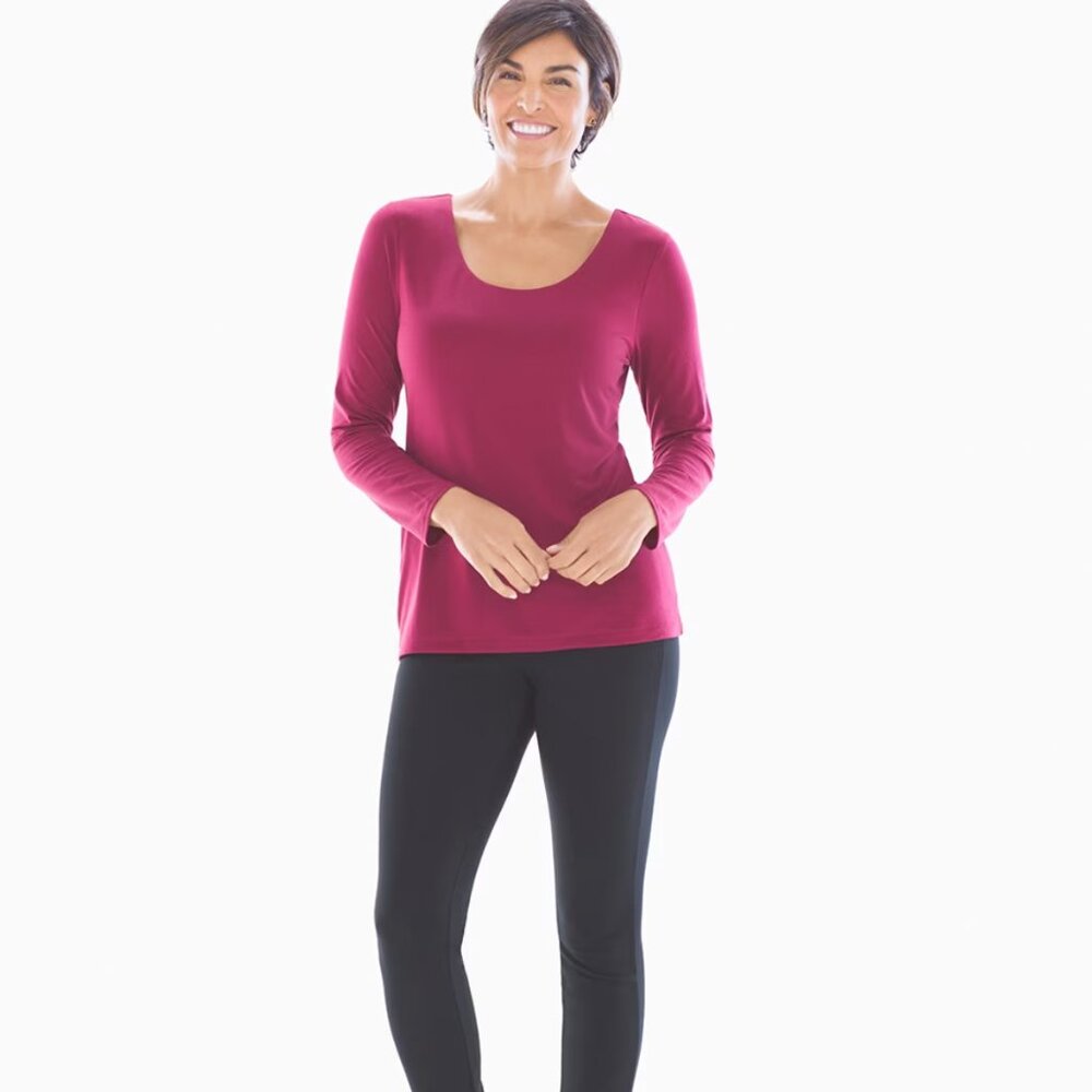 NWT M Soma Essential Long Sleeve Tee Bright Cranberry